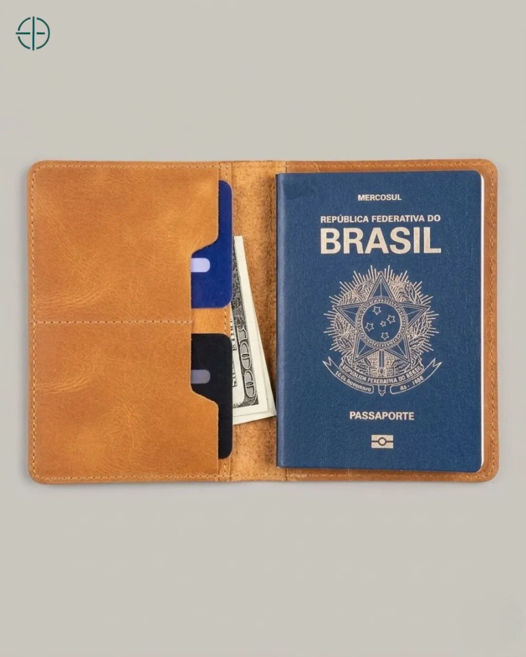 Porta Passaporte Masculino Florença Laranja 100% Couro Legítimo | Rest Money™