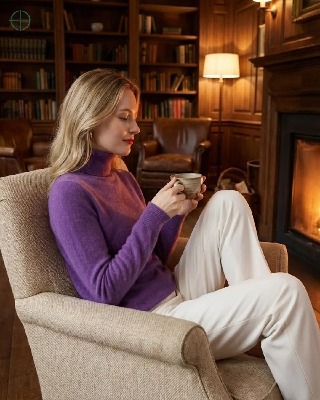 Suéter Feminino Gola Alta 100% Caxemira | Rest Money™