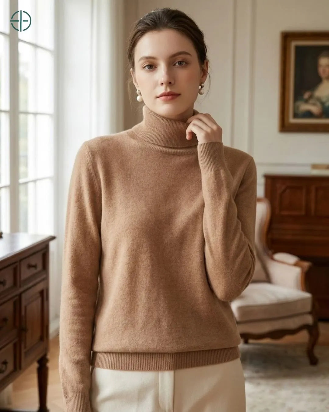 Suéter Feminino Gola Alta 100% Caxemira | Rest Money™