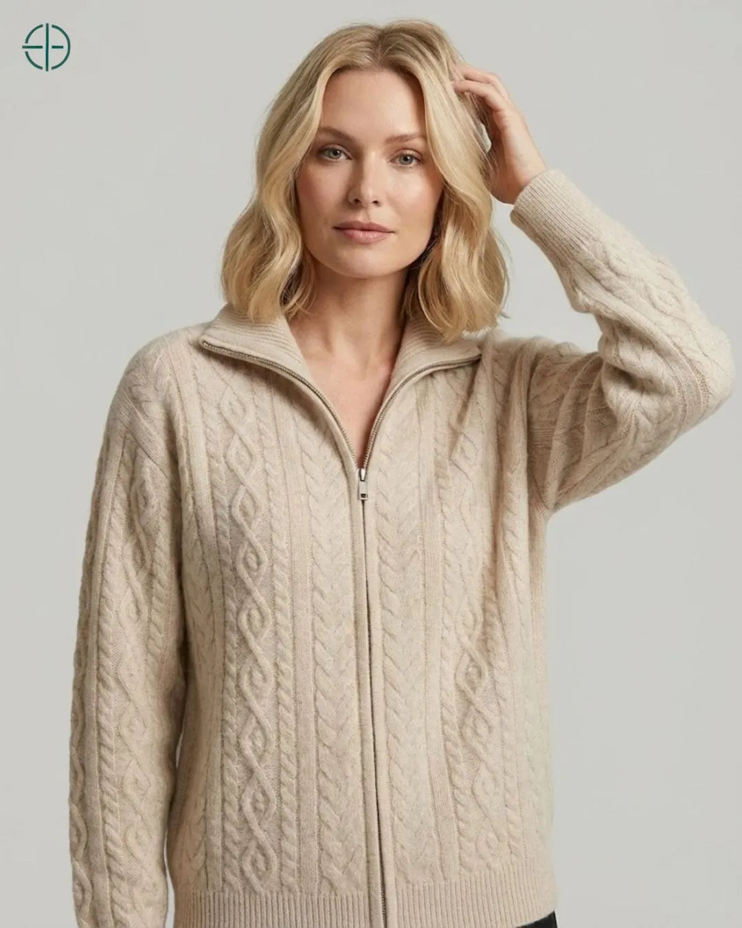 Suéter Feminino Cecília Bege 100% Cashmere | Rest Money™