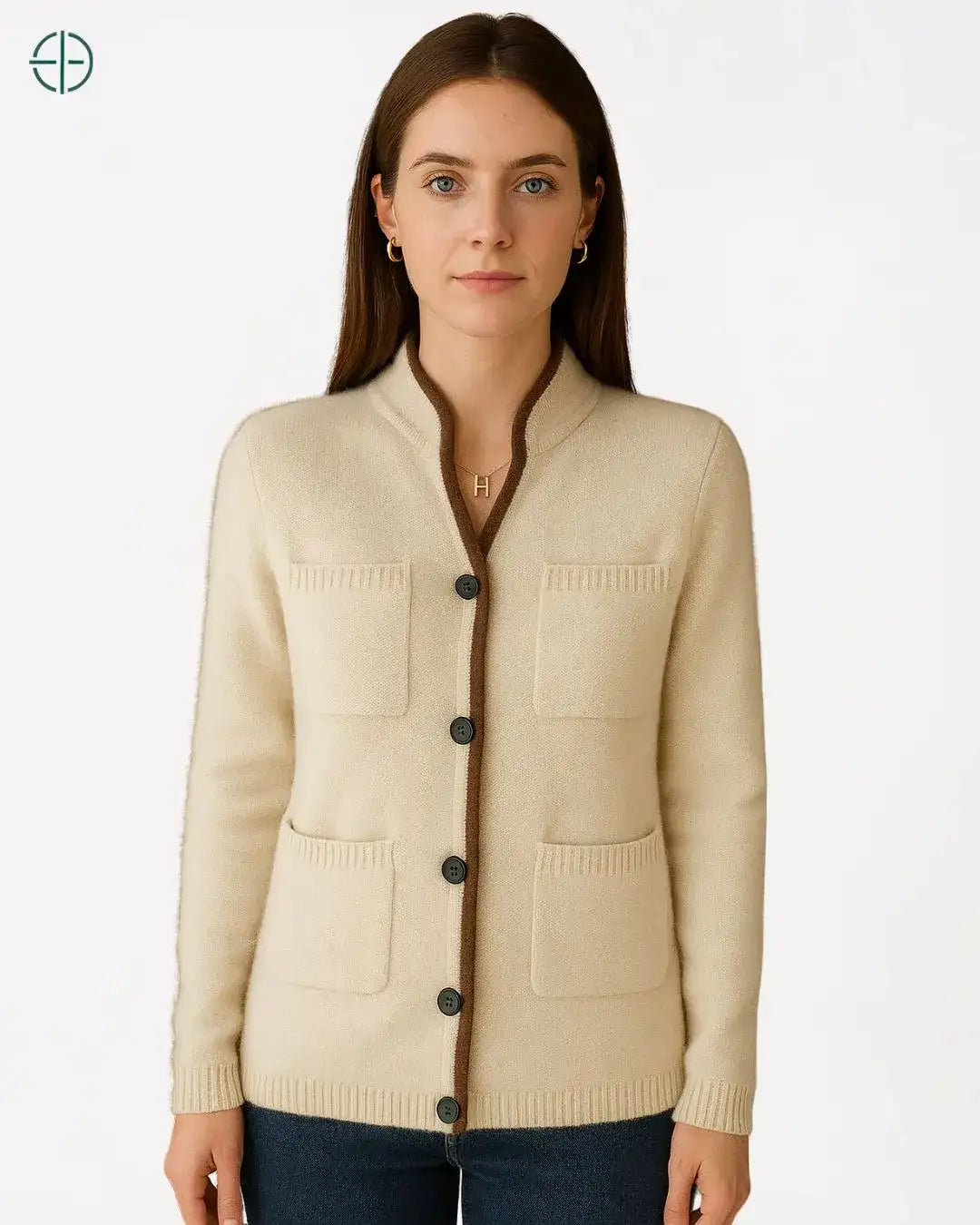 Jaqueta com Debrum Contrastante 100% Caxemira | Rest Money™