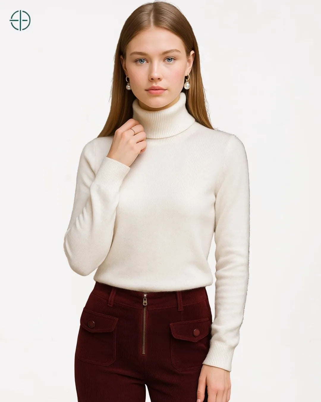 Suéter Feminino Gola Alta 100% Caxemira | Rest Money™