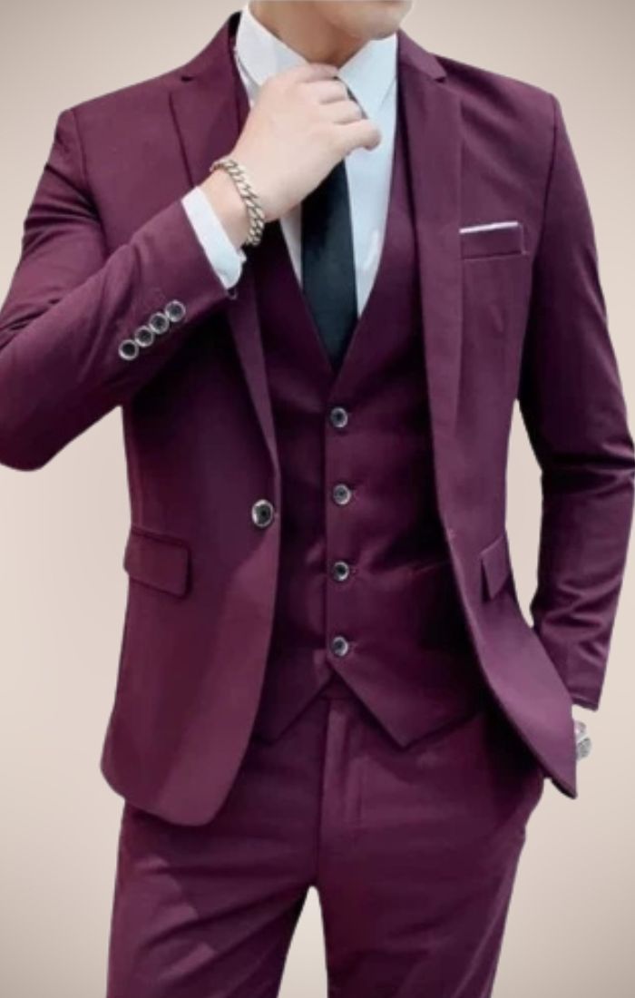 Blazer + Calça Slim Bordo - Corte Italiano