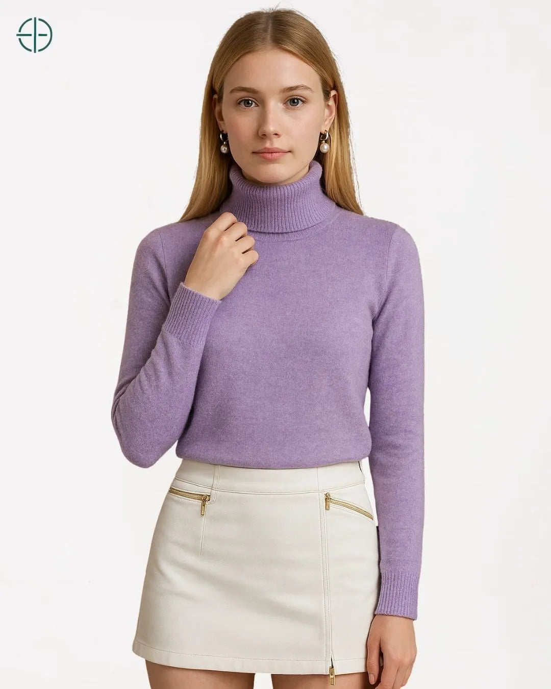 Suéter Feminino Gola Alta 100% Caxemira | Rest Money™