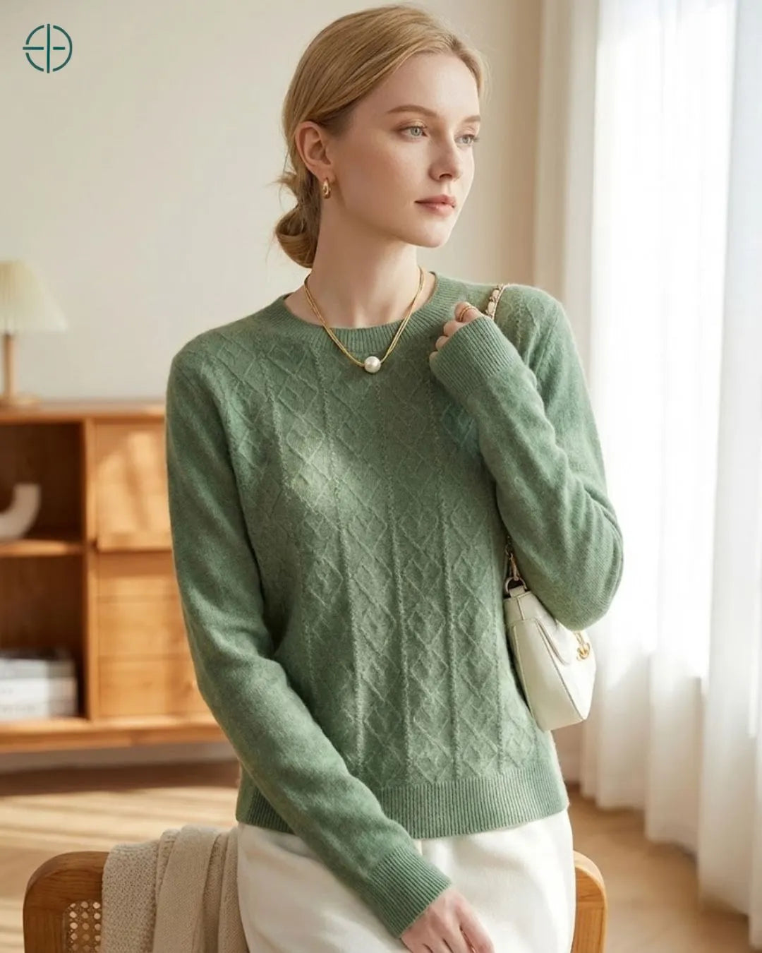 Suéter Gola Redonda Texturizado 100% Caxemira | Rest Money™