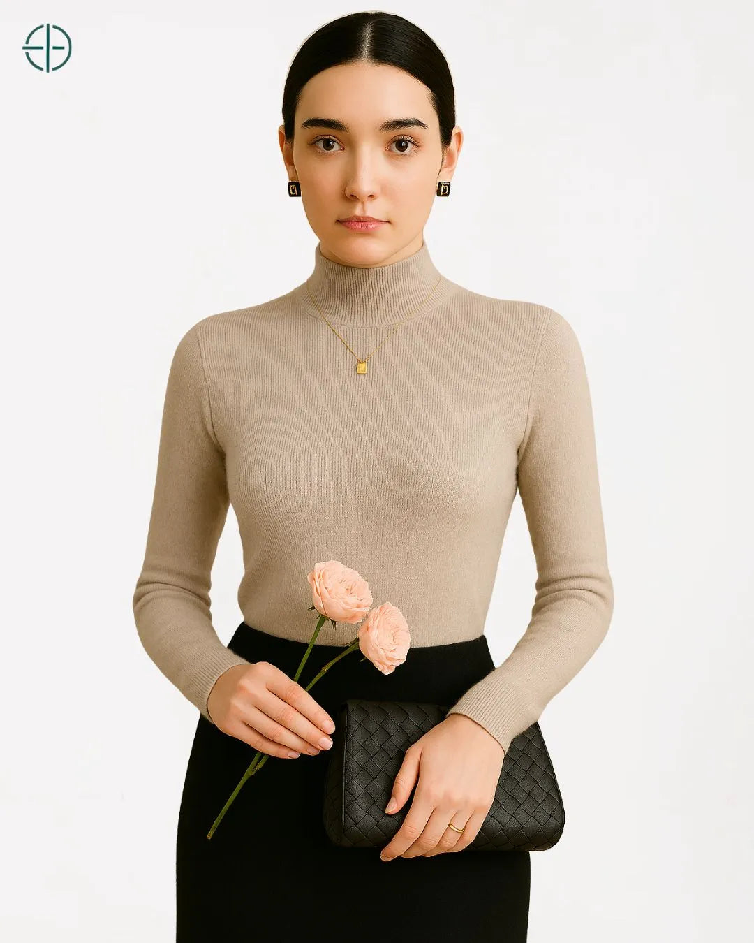 Suéter Gola Alta Canelado Slim 100% Caxemira | Rest Money™