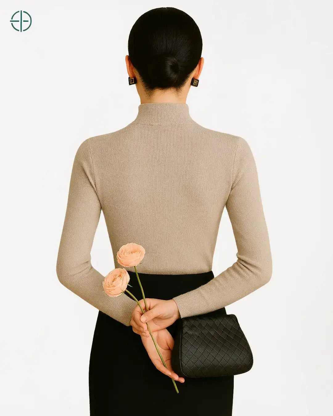 Suéter Gola Alta Canelado Slim 100% Caxemira | Rest Money™