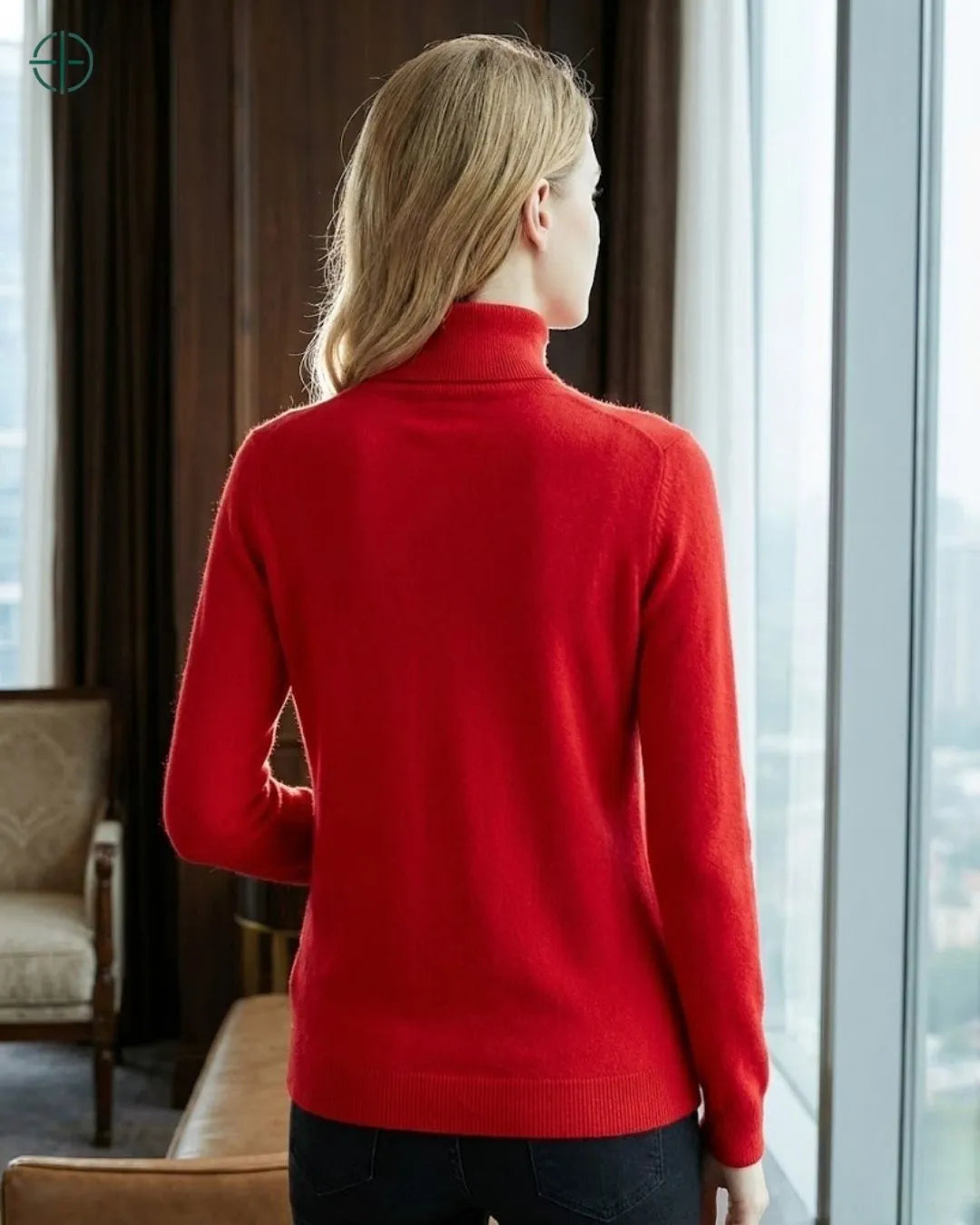 Suéter Feminino Gola Alta 100% Caxemira | Rest Money™