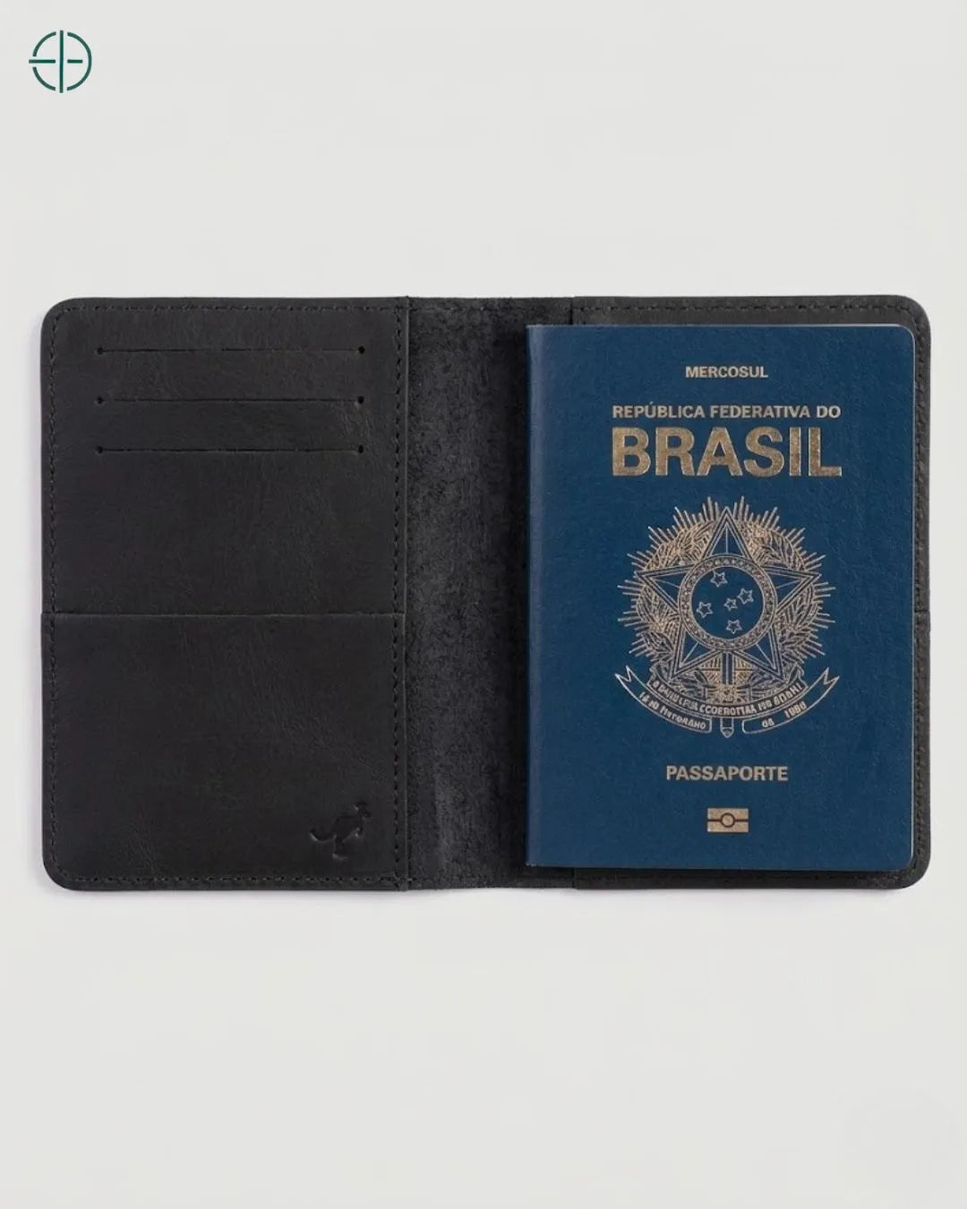 Porta Passaporte Masculino Sidney Preto 100% Couro Legítimo | Rest Money™