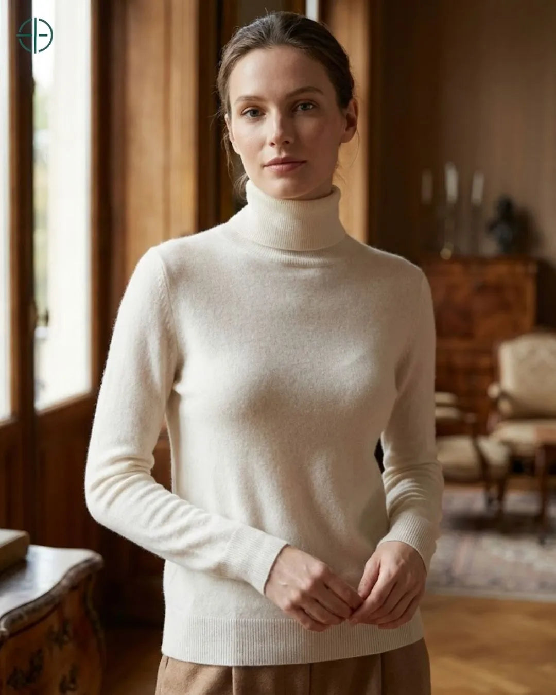 Suéter Feminino Gola Alta 100% Caxemira | Rest Money™
