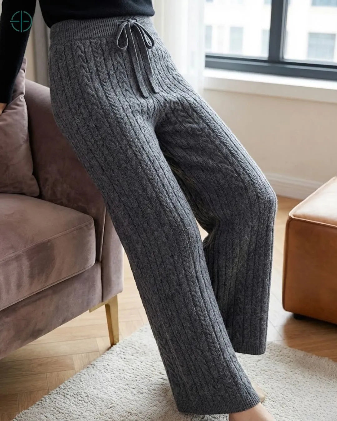 Calça trançada feminina caxemira estilo clássico
