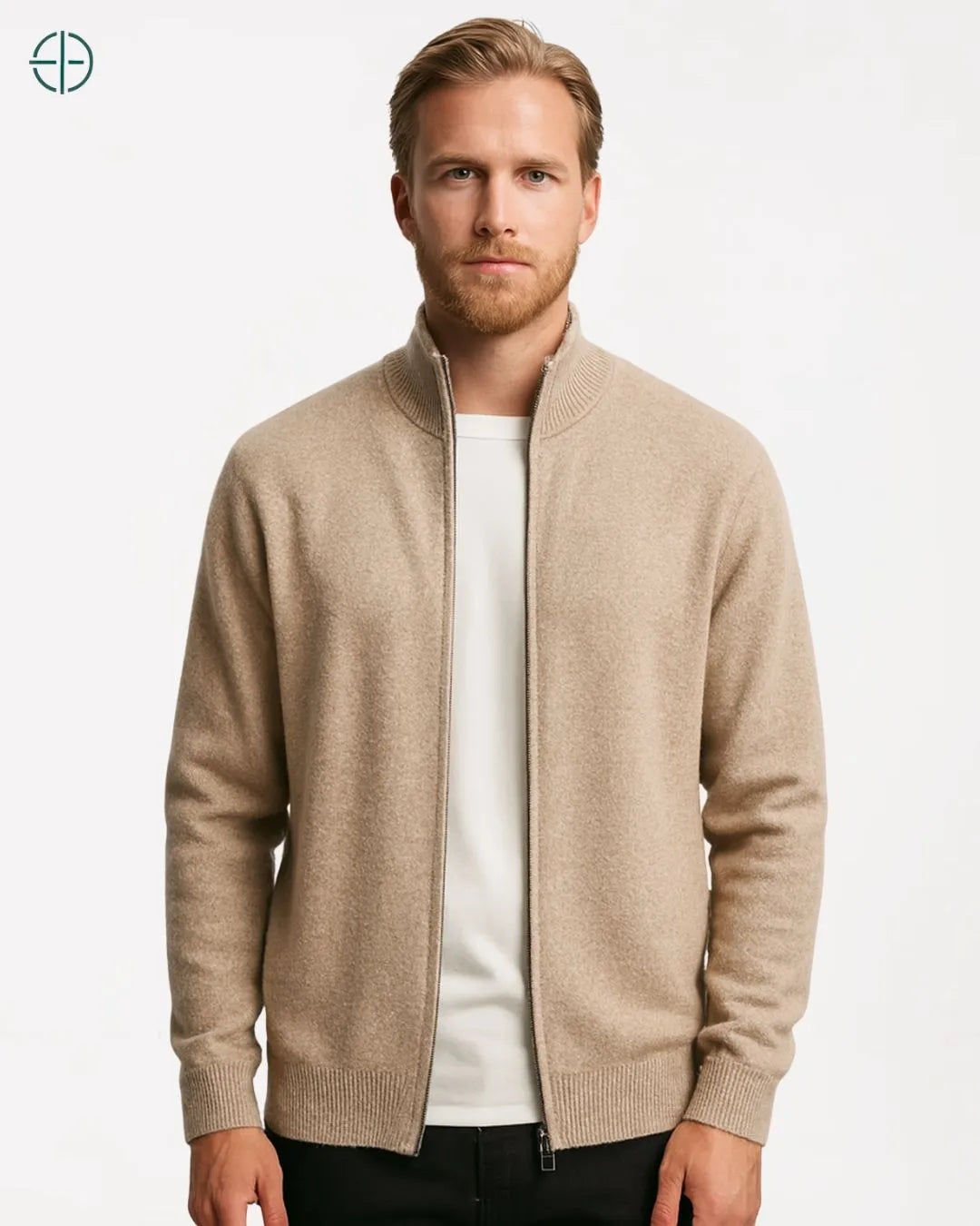 Cardigan Masculino Manga Longa 100% Caxemira