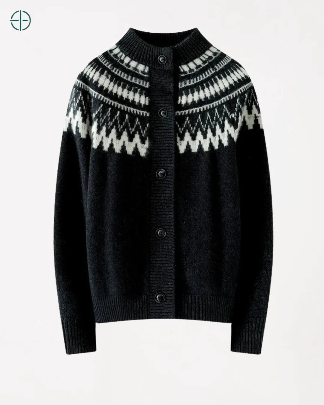 Suéter Estampado com Botões 100% Caxemira