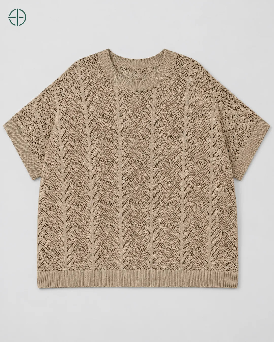 Cardigan Over Tricot 100% Linho Premium, cor Marrom, produto isolado de frente. Fotografia de produto Rest Money.