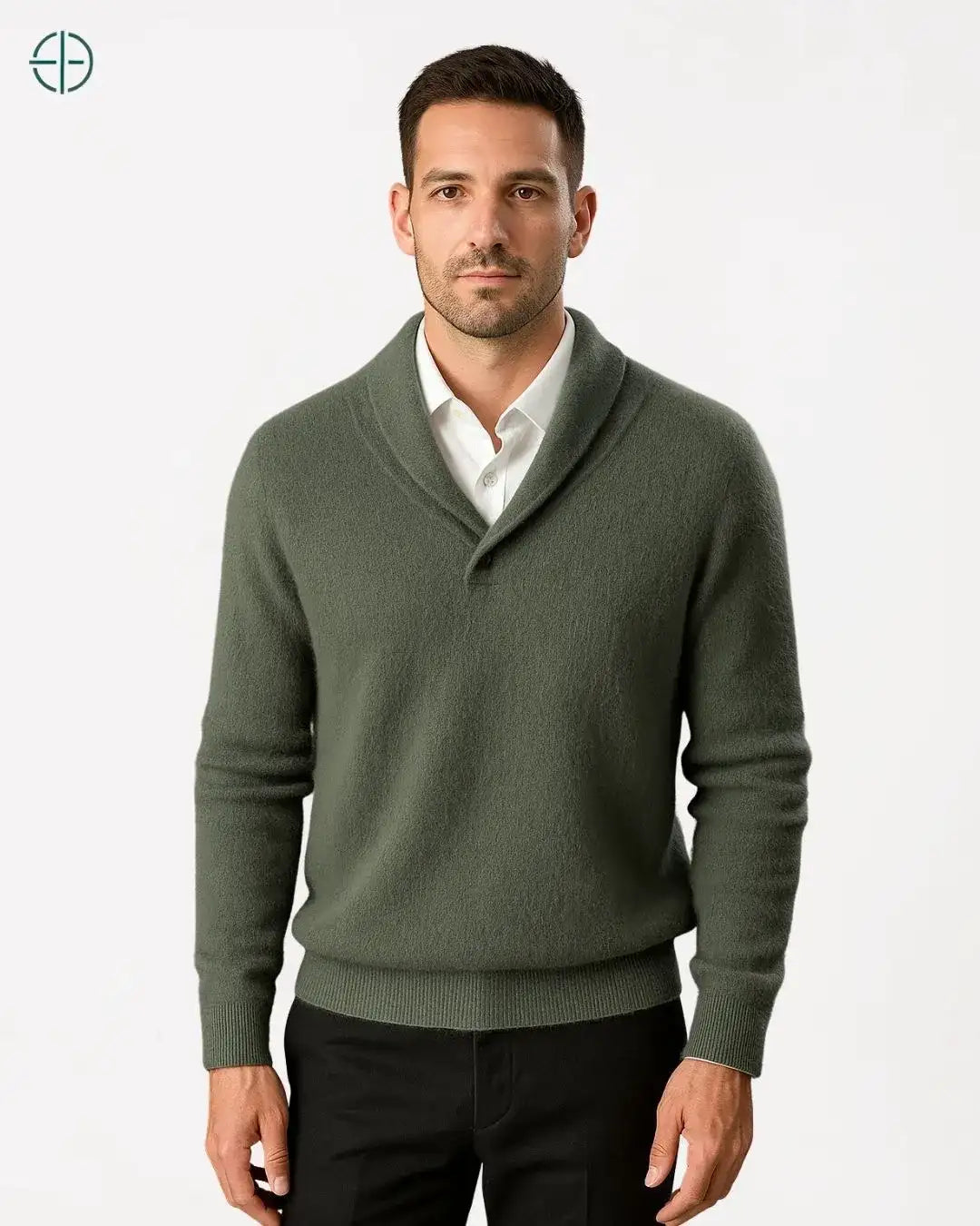 Cenário aconchegante com o suéter de caxemira em destaque