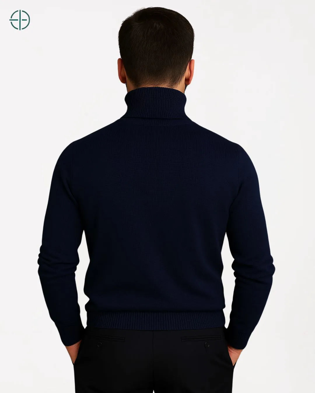 Gola alta de suéter masculino com tecido macio e visual luxuoso, visual Old Money

